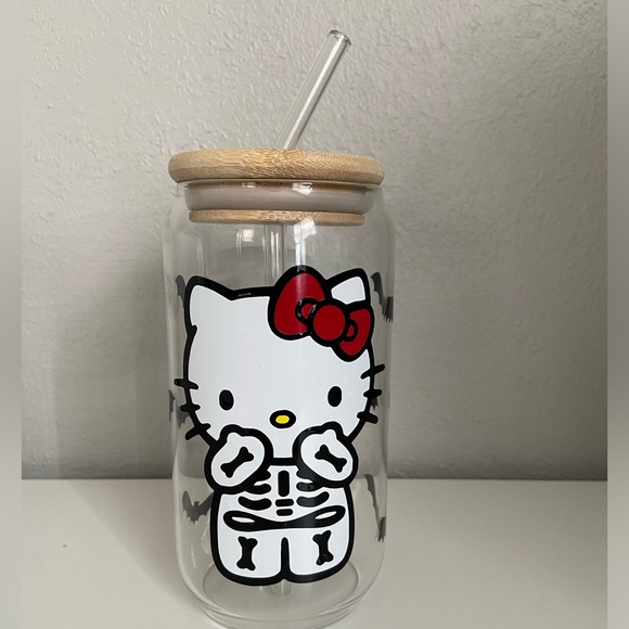 Custom Name Halloween Skeleton Hello Kitty Cup - Picture 5 of 7